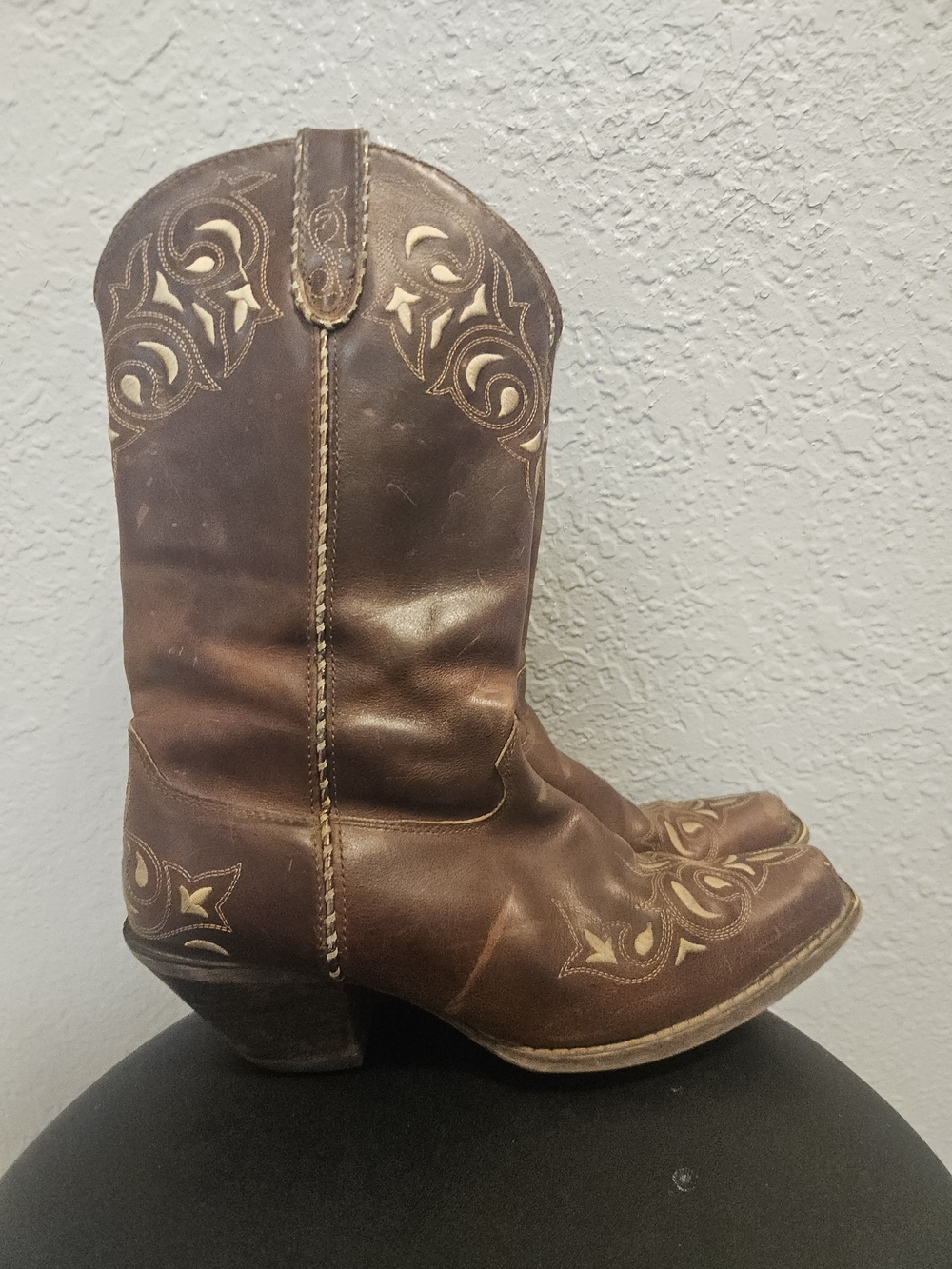 Durango Crush Leather Brown Western Embroidered Cowboy Boots